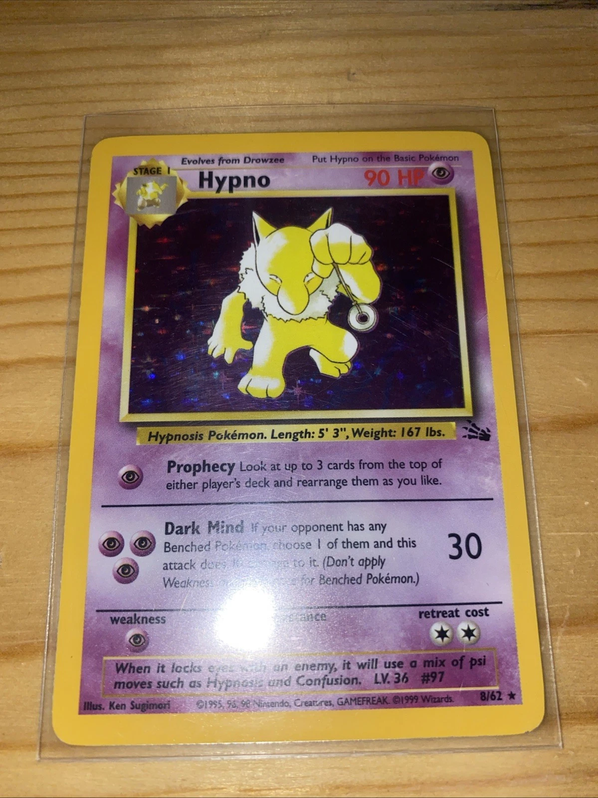 Hypno 8/62 Fossil Holo Rare Vintage Pokemon