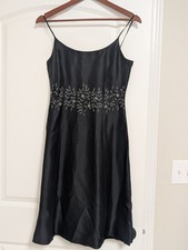 Ann Taylor Embellished Cocktail Dress Sz 0 Beaded 100% Silk Classic Party