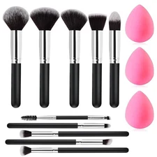 Premium 13-Piece Makeup Brush Set with Foundation Concealer Blush Sponge