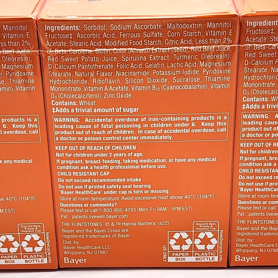 Paquete de 3 comprimidos masticables multivitamínicos para niños Picapiedra + inmunidad 90 EA Foto 4 de 4