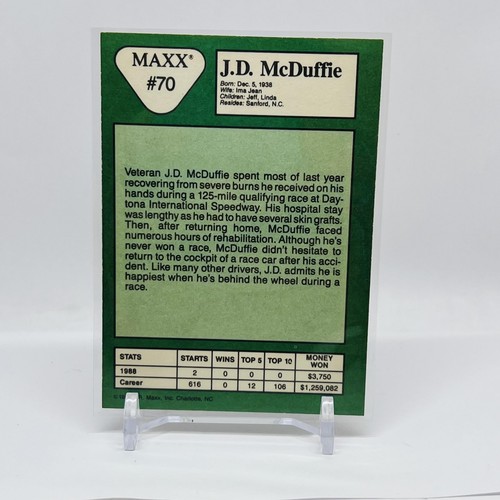 1989 Maxx #70 J.D. McDuffie - Bild 2 von 2