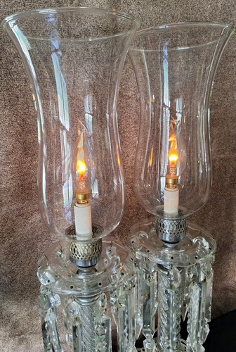 Lampada cristallo vintage pr 21,5" lampadina sfarfallio 28 prismi cristallo art noveau lusso - Foto 18 di 21