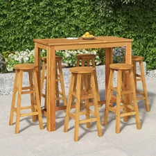 Garden Bar Set Natural Acacia Solid Acacia wood For 6 people