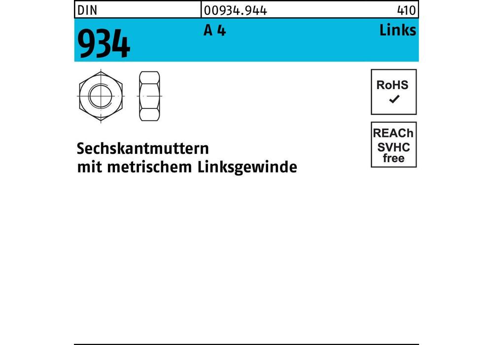 Соединительный элемент Рейхера DIN 934 соединяет M 16 -LH A 4 (- 70)