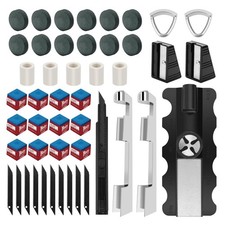 47Pcs Pool Cue Repair Kit, Billiard Cue Tips, 5 in 1 Tips Repair Tool, 2 Clamp,
