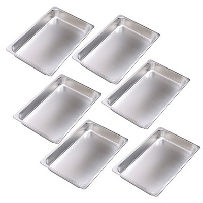 6 Pack 2.5 Inch Deep Full Size  Restaurant Steam Table Pans Without Lid