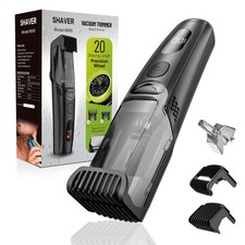 Vacuum Beard Trimmer for Men, Rechargeable Electric Mens Beard Trimmer with A...