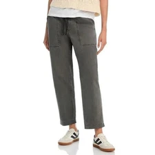 VELVET BY GRAHAM & SPENCER WOMENS XSMALL COTTON TWILL DRAWSTRING PANTS GRAY