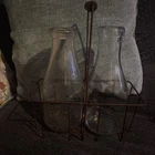 The Matthews Selected Milk Co 1 One Quart Glass Milk Bottle and Carrier Vintage