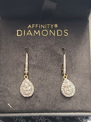 Affinity Diamonds Multi-Diamant Teardrop Ohrringe 14k vergoldet 925