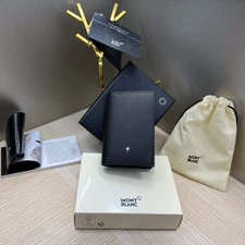 New Mon Black Card Pack Real Leather Wallet Card Case Bank Card Holder #U113223