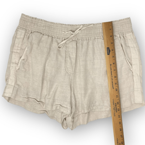 J. Pantalones Cortos Crew Lino Beige Pull On 100% Lino Utilidad Cordón Mujer Talla Grande - Imagen 7 de 8