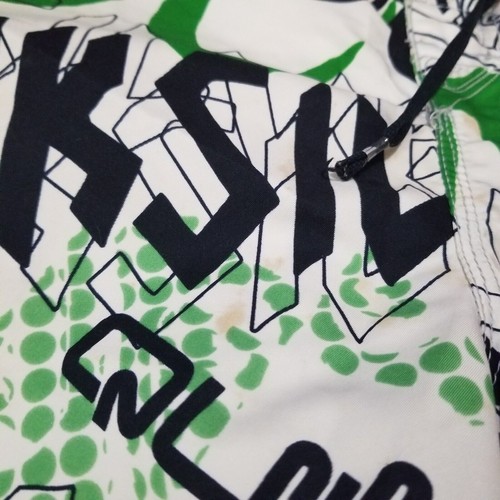 Quicksilver Swim Trunks / Board Shorts Men’s 36 Green White Discolored Y2k - Picture 4 of 14