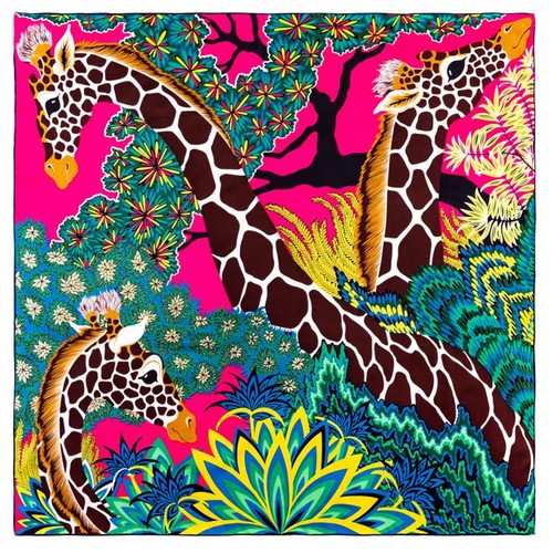 Handgerollter Twill Seidentuch Damen 3 Giraffen Quadrat Schals Halstuch Bandana Hijab - Bild 42 von 46