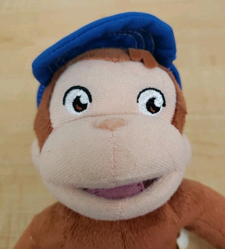 Marvel Toys Curious George scimmia peluche 8" con berretto da baseball bianco blu 2006 - Foto 8 di 12