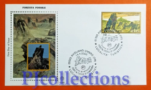 C20 -ITALY 2000 FOSSIL FOREST ENVELOPE 1ST DAY FDC WATERMARK GOLD
