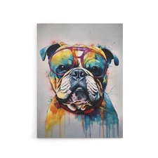 English Bulldog Dog With Sunglasses Canvas Wall Art Print