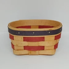 EUC Royal Craft Baskets Ohio Red Blue Patriotic Banded Basket 5.75" Signed 2001