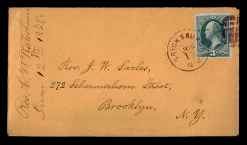DR WHO 1878 DPO 1865-1880 BRICKSBURGH NEW JERSEY NJ w5899
