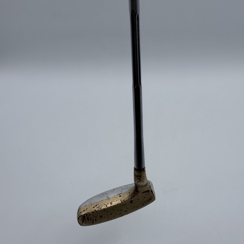 Acushnet Bullseye Brass ALUM Mid Mallet Putter Q-SETM 5 Leather Grip 35" RH - Picture 6 of 9