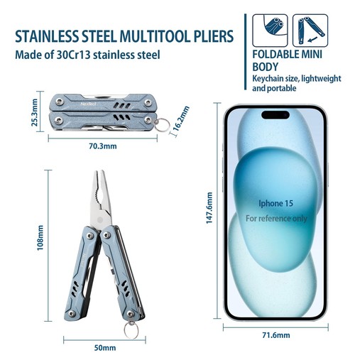Keychain Multitool, Mini Multi Pliers with Pocket Knife, Screwdriver and Bott... - Picture 2 of 8