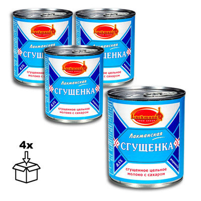 Gezuckerte Kondensmilch wärmebehandelt 8,5% Fett, Lackmann - 4 x 397g