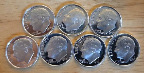 1992 1993 1994 1995 1996 1997 1998 GEM SILVER PROOF ROOSEVELT DIMES LOT