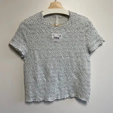 American Eagle Outfitters Women's Smocked Gingham Crop Top T Shirt XL Blue Nwt