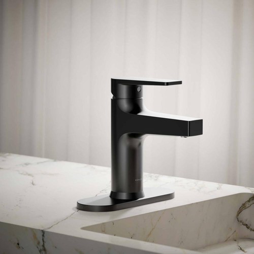 KOHLER Taut Single Handle Single Hole Bathroom Faucet in Matte Black - Picture 2 of 11