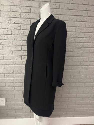 Caslon Damen schwarz minimalistisch Langarm Jacke Minirock Anzug Größe 8P - Bild 6 von 14