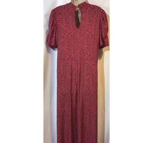 New NEXT Size 14 Pink Animal Print Short Puff Sleeve Midi Day Dress Summer - Picture 14 of 20