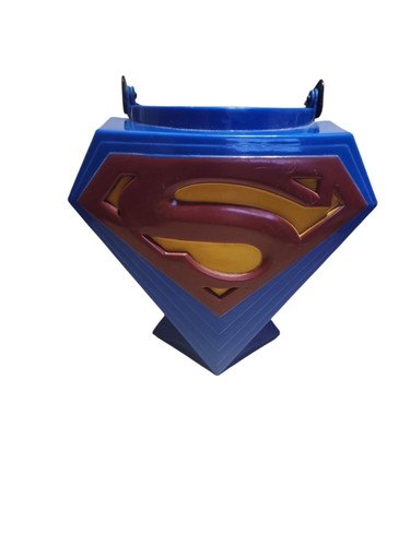 2006 Superman Shield Halloween Candy Bucket Blue DC Comics Logo Pail Handle