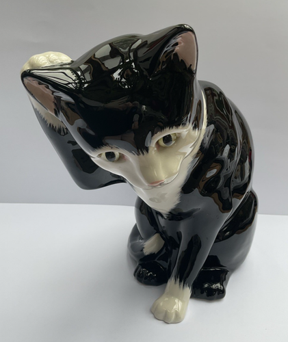 Just Cats & Co large Tuxedo Cat scratching his ear 10" tall - Picture 3 of 9