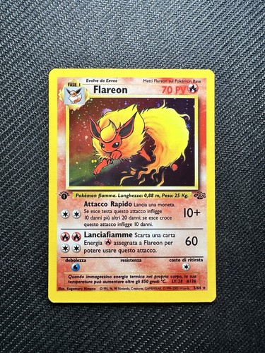 POKEMON FLAREON 3/63 JUNGLE HOLO PRIMA EDIZIONE ITALIANO NEAR MINT - Imagen 2 de 3