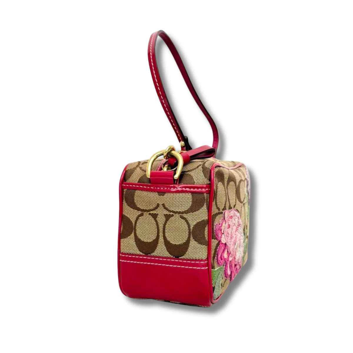 バッグ Coach Signature Flower Patchwork Pouch COACH Hand AccessoryPouch Signature Flower Patchwork Beige
