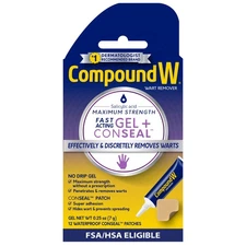 Compound W Max Strength Fast-Acting Wart Remover Gel + 12 ConSeal Patches 0.25 o