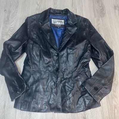 Pelle Studio Black Leather Tailored Blazer M