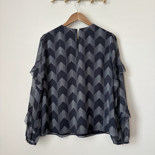 Ted Baker Mowenna Ruffle Blouse 2 Medium Black - Picture 5 of 8
