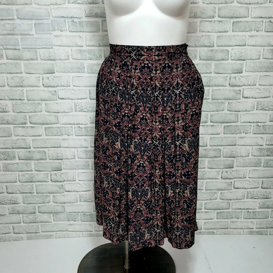 Conjunto Falda Plisada Floral Jones New York L Vintage Años 70 80 Botón Delantero L/S Top Foto 4 de 4