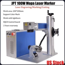 100W JPT M7 Mopa 200*200mm Fiber Laser Marking Rotary axis Ezcad For Gold US