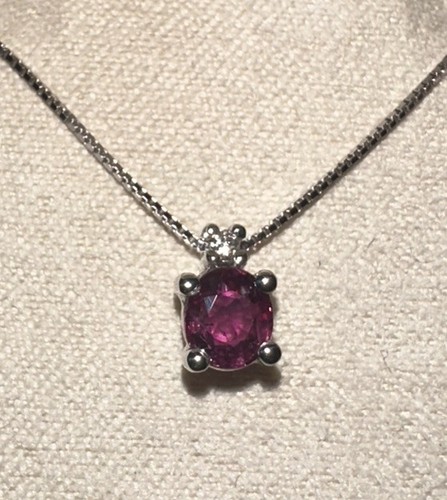 Collana De Oro 18kt Con Diamante Y Rubí Natural Corte Ovalado - Imagen 2 de 4