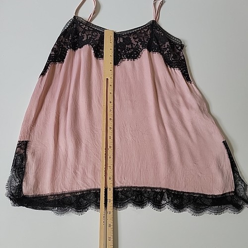 Zara Woman Lace Trim Pink Satin Spaghetti Strap Cami Top Medium Preppy Retro - Picture 5 of 9