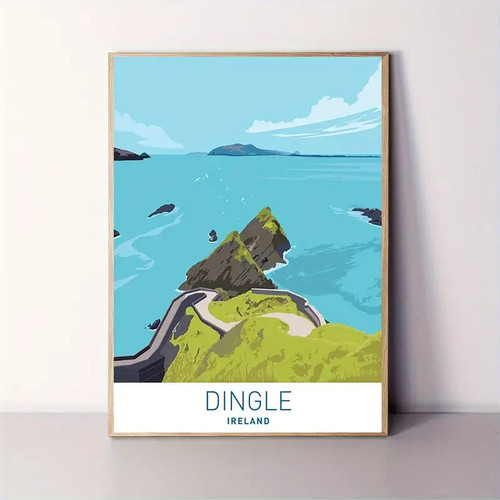 Póster de viaje océano paisaje costero Dingle Peninsula Irlanda impresión arte de pared - Imagen 2 de 3