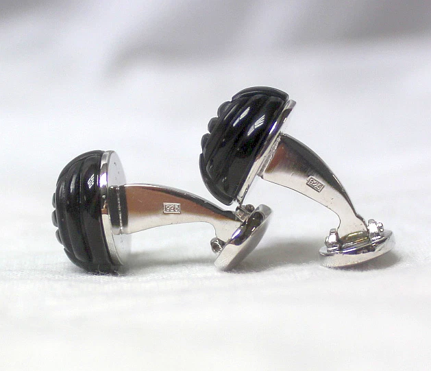 TUMI トゥミ Nó de pedra esculpida 925 abotoaduras de prata homens negócios pai presente de férias - Imagem 2 de 4