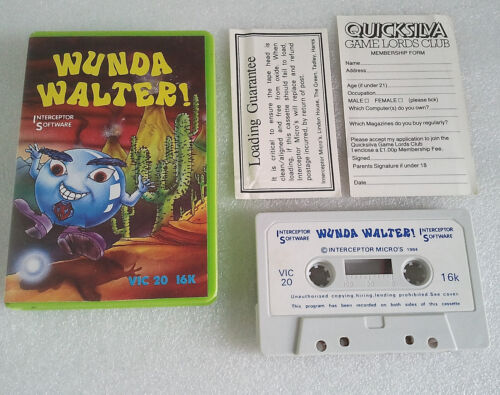 Commodore VIC 20 WUNDA WALTER Cassette Tape TESTED - Interceptor Software - Zdjęcie 1 z 7