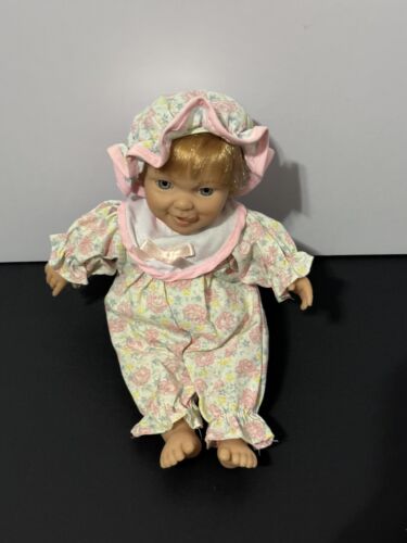 Vintage 8.5” Expressions Doll By Berenguer Sticking Out Tongue, Flower Pajamas - Picture 2 of 4