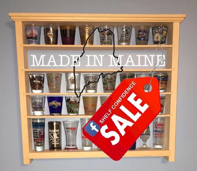 40 Shot Glass Wall Shelf Display Case Knick Knack Rack Solid Pine