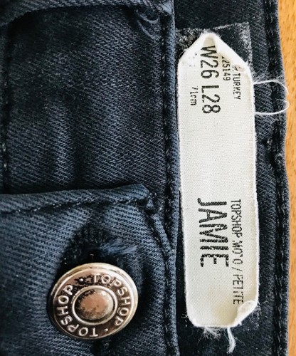 TOPSHOP Black Distressed High Waisted Moto JAMIE JEANS Petite W26 L28 - Picture 8 of 12