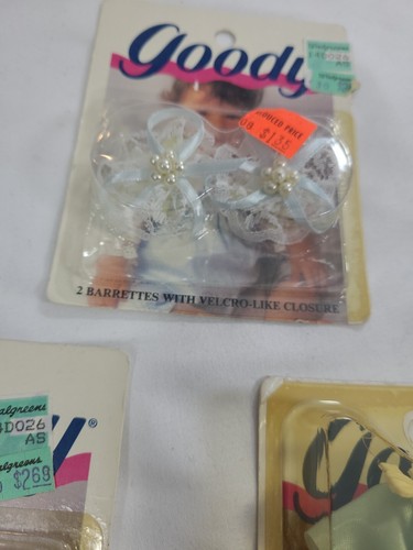 Vintage 80s Goody Kiddie Baby Girl Barrettes Bow Hair Clips Frilly Lace Bow NEW - Picture 8 of 8