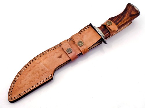 Handmade Damascus Steel Bowie Knife -38cm Wood Handle With Leather Sheath BK161 - Picture 10 of 10
